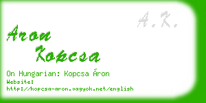 aron kopcsa business card